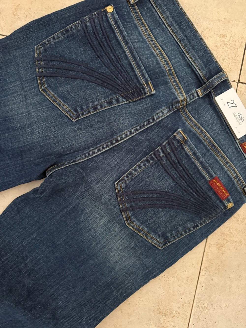 7 For All Mankind Dark Indigo Wide Leg Jeans - Picture 6 of 12
